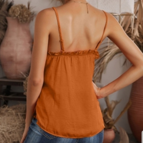 HP 6/14 Y2K Orange-Peach RUFFle-Neck Cami NWT - Picture 4 of 6